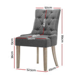 Bristol Set of 2 Dining Chairs Linen French Provincial - Grey