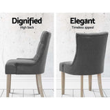 Bristol Set of 2 Dining Chairs Linen French Provincial - Grey