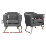 Maliah Accent Tub Fabric Lounge Armchair - Grey
