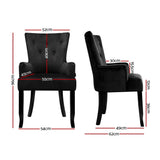 Arden Dining Chair Velvet French Provincial Armchair - Black