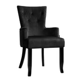 Arden Dining Chair Velvet French Provincial Armchair - Black