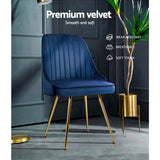 Brynlee Set of 2 Dining Chairs Velvet Channel Tufted - Blue