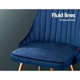 Brynlee Set of 2 Dining Chairs Velvet Channel Tufted - Blue