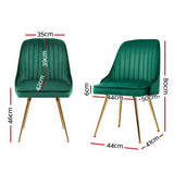 Brynlee Set of 2 Dining Chairs Velvet Channel Tufted - Green