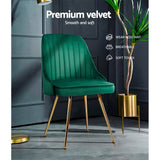 Brynlee Set of 2 Dining Chairs Velvet Channel Tufted - Green