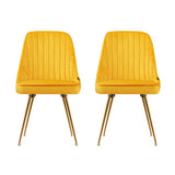 Brynlee Set of 2 Dining Chairs Velvet Channel Tufted - Yellow