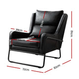 Milly Armchair Accent Chair PU Leather Wingback - Black