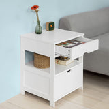 Vaughan Wooden Bedside Table with 2 Drawers - White