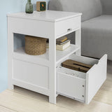 Vaughan Wooden Bedside Table with 2 Drawers - White