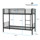 Maia 2-in-1 Metal Bunk Bed Frame with Modular Design - Matte Dark Grey Single