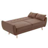 Mariah 3-Seater Linen Fabric Futon Modular Sofa Bed Suite - Brown