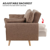 Mariah 3-Seater Linen Fabric Futon Modular Sofa Bed Suite - Brown