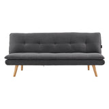 Matilda 3-Seater Linen Futon Sofa Bed Lounge - Dark Grey