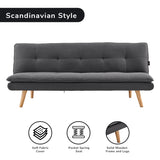 Matilda 3-Seater Linen Futon Sofa Bed Lounge - Dark Grey