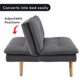 Matilda 3-Seater Linen Futon Sofa Bed Lounge - Dark Grey