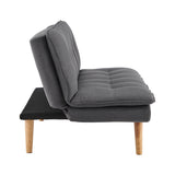 Matilda 3-Seater Linen Futon Sofa Bed Lounge - Dark Grey
