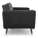 Marissa 2-Seater Faux Velvet Tufted Futon Sofa Bed Couch - Black