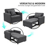 Mindy 3-in-1 Convertible Lounge Chair Bed - Dark Grey