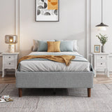 Maya Bedframe with Wooden Slats - Light Grey Double
