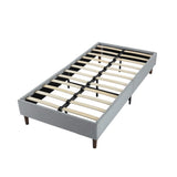 Maya Bedframe with Wooden Slats - Light Grey Double