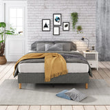 Vera Ensemble Bed Base Mattress Foundation with Metal Stats - Dark Grey Double
