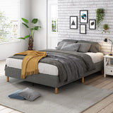 Vera Ensemble Bed Base Mattress Foundation with Metal Stats - Dark Grey Double