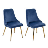 5-Piece Elvio Blue Dining Table & Chair Set Rectangular Velvet