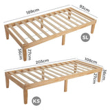 Lorelei Warm Wooden Natural Bed Base Frame - Wood King Single
