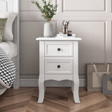 Set of 2 Kamloops Wooden Bedside Tables French Nightstand with 2 Drawers - White