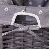 Belleville Wooden Bedside Table with Wicker Basket - Grey