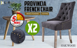 Sybil Set of 2 French Provincial Dining Chair Oak Leg - Black
