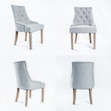 Sybil Set of 2 French Provincial Dining Chair Oak Leg - Grey