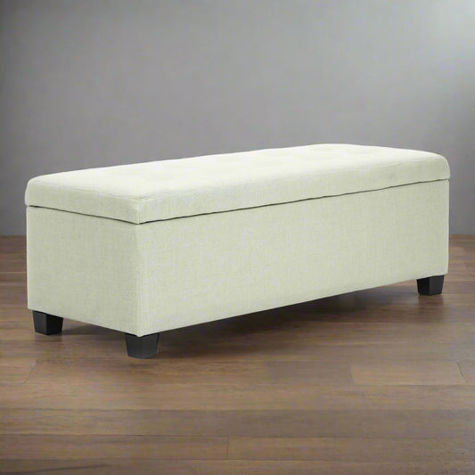 102cm Storage Ottoman Stool Fabric - Light Green
