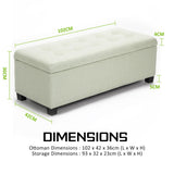 102cm Storage Ottoman Stool Fabric - Light Green