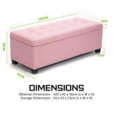 102cm Storage Ottoman Stool Fabric - Pink