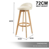 Set of 2 London Wood Bar Stool Dining Chair Fabric - Beige