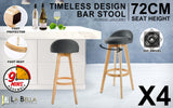 Set of 4 Aberdeen Wooden Bar Stool Dining Chair Fabric - Grey