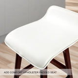 Set of 2 Cambridge Wooden Bar Stool Dining Chair Leather - White & Brown