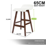 Set of 2 Cambridge Wooden Bar Stool Dining Chair Leather - White & Brown