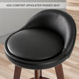 Set of 2 Coventry Wooden Bar Stool Dining Chair Leather - Black