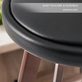 Set of 2 Coventry Wooden Bar Stool Dining Chair Leather - Black