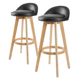 Set of 2 Carlisle Wooden Bar Stool Dining Chair Leather - Black