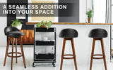 Set of 4 Coventry Wooden Bar Stool Dining Chair Leather - Black & Brown