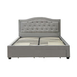 Emily Bed Frame Fabric Storage Drawers with wheels Velvet - Grey Queen