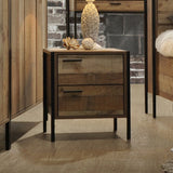 Thompson Wooden Bedside Table Night Stand Particle Board Construction with 2 Drawers - Oak