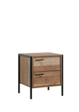 Thompson Wooden Bedside Table Night Stand Particle Board Construction with 2 Drawers - Oak