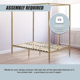 Lilian Four Poster Bed Frame - Gold Queen