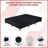 Aisha Ensemble Bed Base Linen Fabric - Midnight Black Queen