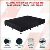 Aisha Ensemble Bed Base Linen Fabric - Midnight Black King Single
