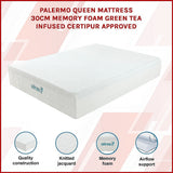 Kairos 30cm Green Tea Memory Foam Mattress Cooling Comfort - Queen